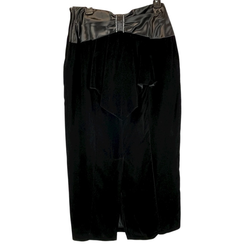 VTG 80s Scott McClintock Black Velvet Bustle Skirt Rhinestones Accent Sz 6 / 8
